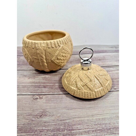 FTD 1910 Trinket Jar Candy Ginger Antique Porcelain Textured 7.5" Tall Vintage - Picture 12 of 14